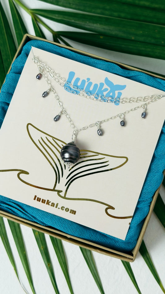 Tahitian Black Pearl Charm Sterling Silver Necklace