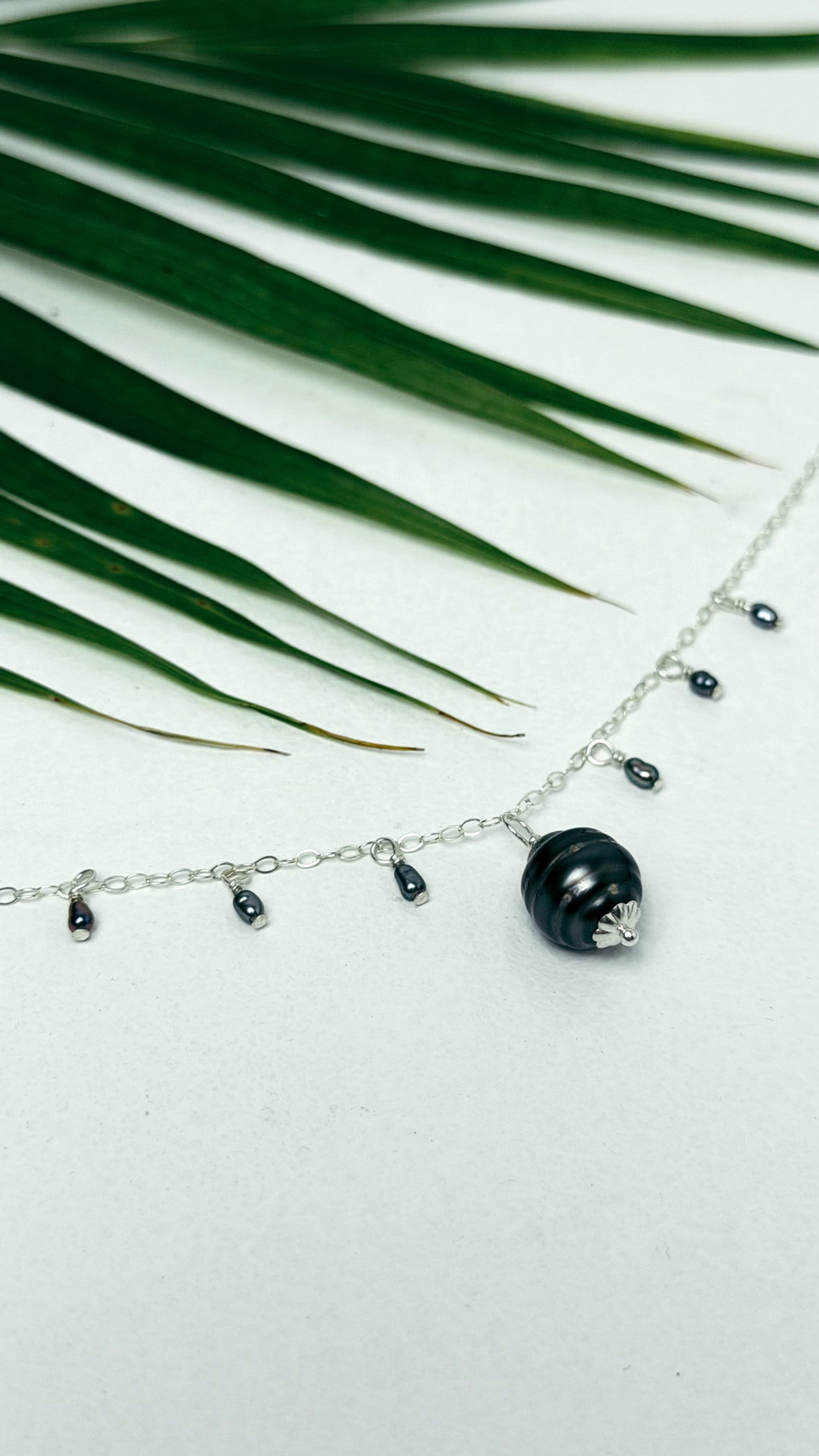 Tahitian Black Pearl Charm Sterling Silver Necklace