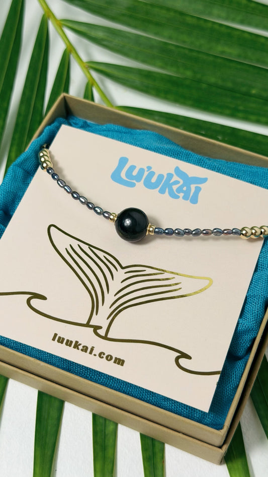 Tahitian Black Pearl Adjustable Bracelet Gold Filled