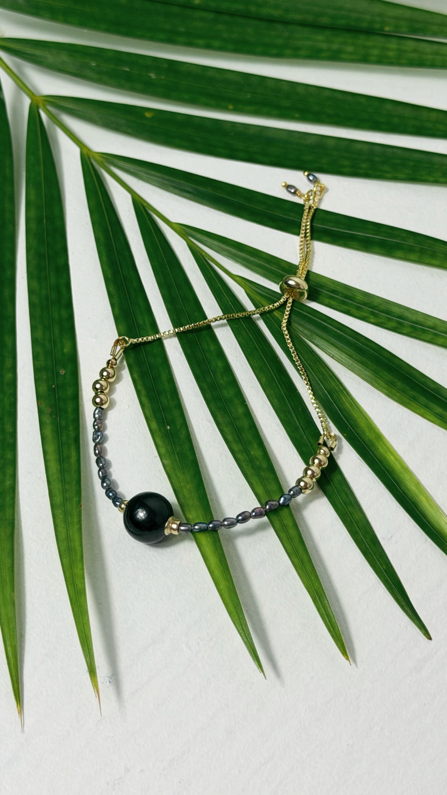 Tahitian Black Pearl Adjustable Bracelet Gold Filled