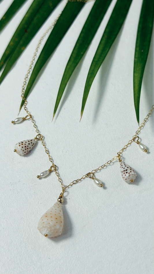 Cone Shell Charm Necklace Gold Filled