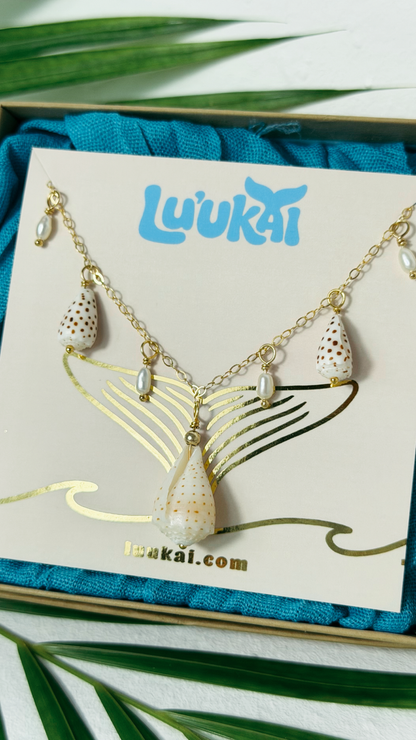 Cone Shell Charm Necklace Gold Filled