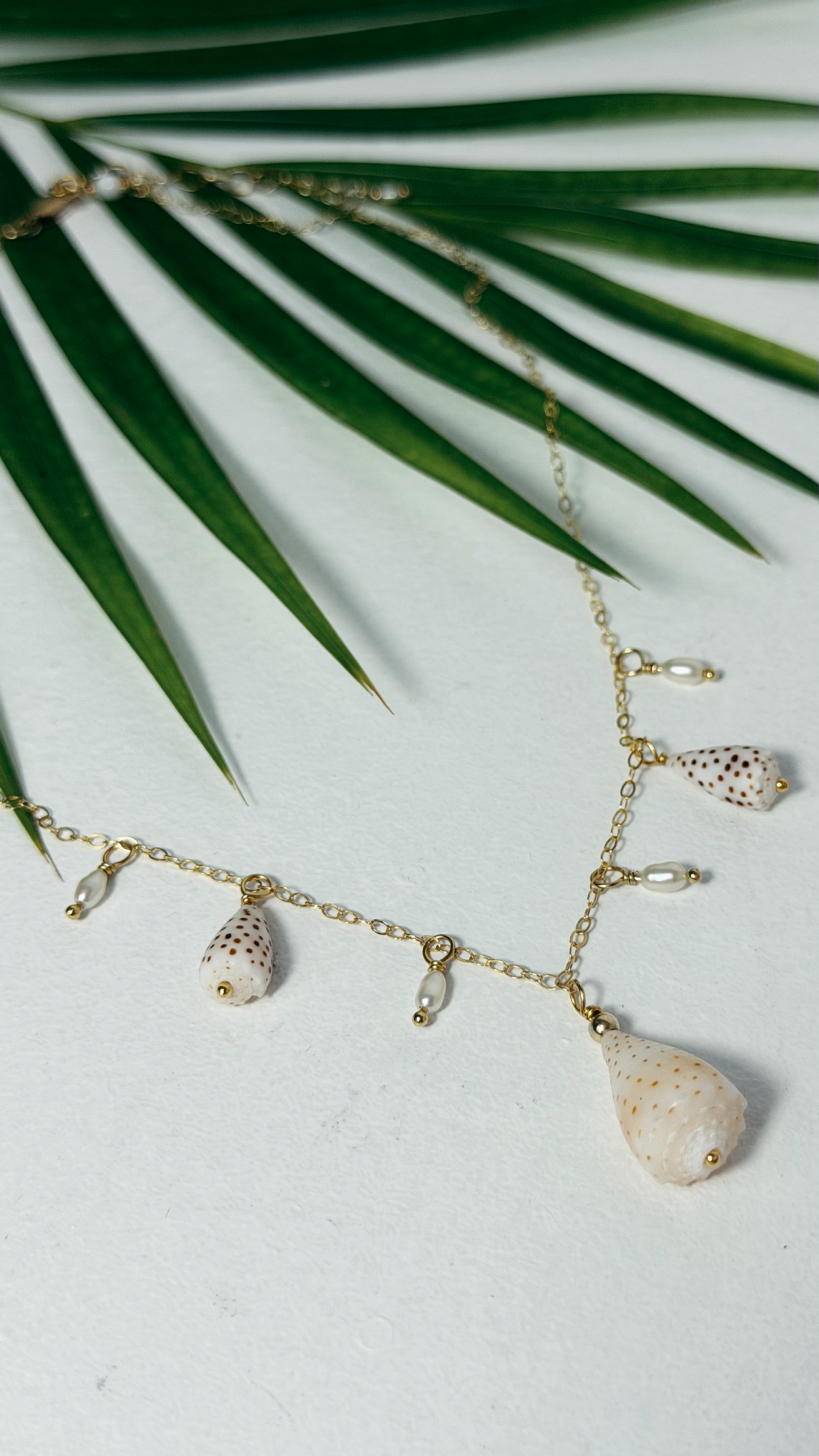 Cone Shell Charm Necklace Gold Filled