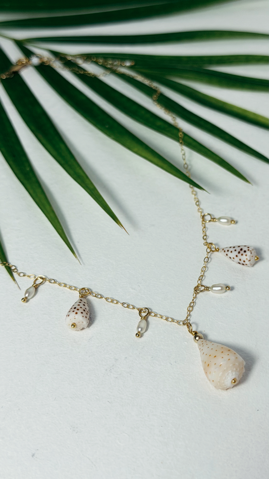 Cone Shell Charm Necklace Gold Filled